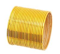 Touchstone "Colorful Bangle Collection" Modern Pretty Attractive Look Mustard Yellow Textured Color Wrist Filler Indian Bollywood Thin Designer Jewelry Metal Bangle Bracelets For Women. Set Of 24.