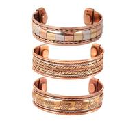 Touchstone Copper magnetic bracelet Tibetan style. Hand forged with solid and high gauge Celtic Tortoise pure copper. Set of 3 different designs in 3 metals.