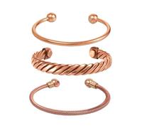 Touchstone copper magnetic bracelet tibetan style. hand forged with solid and high gauge pure copper. set of 3 different designs in twisted pipe braided wires style.