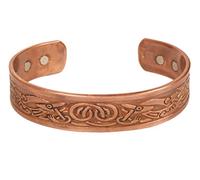 Touchstone handcrafted magnetic copper bracelet. Hand forged with solid and high gauge Tibetan style engraved cuff pure copper jewelry for women men. Attractive Celtic Design.