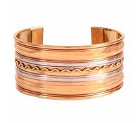 Touchstone Indian Bollywood Desire Beautifully Hand Beaten Pattern Stylish Wrist Enhancer 1 Inch Free Size Designer Jewelry Cuff Bracelet In Gold Silver Copper Tones For Women.