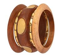 Touchstone Indian Bollywood Fashion Jewelry Beautiful Handmade Designer Jewelry Gold Tone Bangle for Women, M - Circ 7.8 in-Indn Size 2.8-Dia 2.5 in, Wood, No gemstone