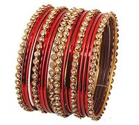 Touchstone Indian Bollywood Gorgeous Golden Flakes Sparkling Rhinestone Vintage Textured Glossy Color Charming Designer Jewelry Bangle Bracelets For Women., no gemstone, D076 Maroon,KRB-076F34A-G