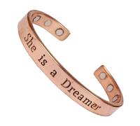 Touchstone Inspirational Copper Engraved Magnetic Bracelets for Teen Girls/Women-Personalized Jewelry Gifts for Best Friend/Mom/Daughter/Sister - Adjustable Bracelet in a Gift Box She is a Dreamer