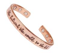 Touchstone Inspirational Copper Engraved Magnetic Bracelets for Teen Girls/Women-Personalized Jewelry Gifts for Best Friend/Mom/Daughter/Sister- In a Pretty Gift Box She Believed She Could So She Did