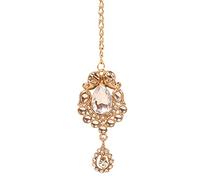 Touchstone maang Tikka Indian Head Jewelry Women Hair Accessories Gold Headpiece Forehead mangtika Bollywood Simple kundan Wedding Dainty Chain Bridal tikli borla Filigree netthi chutti, Alloy Metal