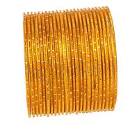 Touchstone New Colorful 2 Dozen Bangle Collection Indian Bollywood Alloy Metal Textured Fire Yellow Designer Jewelry Special Large Size Bangle Bracelets Set of 24 in Antique Gold Tone for Women