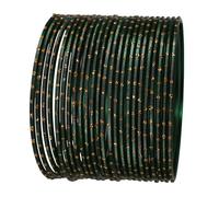 Touchstone New Colorful 2 Dozen Bangle Collection Indian Bollywood Alloy Metal Textured Henna Green Color Jewelry Special Large Size Bangle Bracelets Set of 24 in Antique Gold Tone for Women