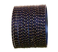 Touchstone New Colorful 2 Dozen Bangle Collection Indian Bollywood Alloy Metal Textured Indigo Blue Designer Jewelry Special Large Size Bangle Bracelets Set of 24 in Antique Gold Tone for Women