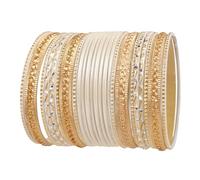 Touchstone NEW Colorful 2 Dozen Bangle Collection Indian Bollywood Textured White Golden Colors Designer Jewelry Bangle Bracelets Set Of 24 In Antique Gold Tone For Women.