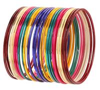 Touchstone New Colorful Bangle Collection Indian Bollywod Modern Pretty Attractive Wrist Filler Six Textured Colors of Life Thin Designer Jewelry Metal Bangle Bracelets Set of 24. for Women.