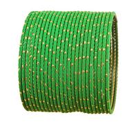 Touchstone NEW Colorful Bangle Collection Indian Bollywood Exclusive Golden Glaze Grass Green Color Designer Jewelry Special Large Size Bangle Bracelets. Set of 24 For Women.