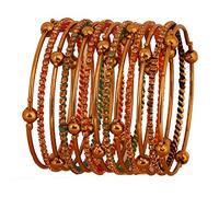 Touchstone New Colorful Bangles Collection Indian Bollywood Enchanting Multicolor Faux Silk Thread Yellow Rhinestone Designer Jewelry Bangle Bracelets. Set of 13. in Antique Gold Tone for Women.