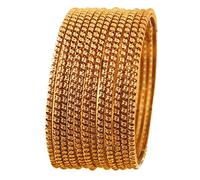 Touchstone NEW Golden Bangle Collection Indian Bollywood Beautiful Cut Work Designer Jewelry Bangle Bracelets. Set of 12. In Antique Gold Tone For Women.