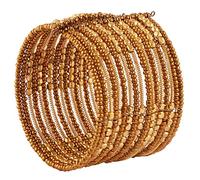 Touchstone New Indian Bollywood Beautiful Beaten Metal Multi Beads Wire Layers Wrist Enhancer Openable Cuff Bracelet in Gold Tone for Women.