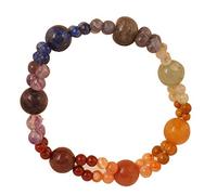 Touchstone New Indian Bollywood Big 10 MM Small 4-5 Round Shape Natual Carnelian Red Jasper Amethyst Lapis Lazuli Iolite Prehnite Seven Chakra Balancing Beads Bracelet for Women and Men.