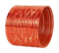 Touchstone New Indian Bollywood Choice Handcrafted Exemplary Peeled Deep Ditch Surface Vintage Textured Orange Color Smart Designer Jewelry Bangle Bracelets Set of 24. for Women.