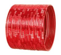 Touchstone New Indian Bollywood Choice Handcrafted Exemplary Peeled Deep Ditch Surface Vintage Textured Red Color Exclusive Designer Jewelry Bangle Bracelets Set of 24. for Women.