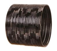 Touchstone New Indian Bollywood Choice Handcrafted Exemplary Peeled Deep Ditch Surface Vintage Textured Black Color Superb Designer Jewelry Bangle Bracelets Set of 24. for Women.