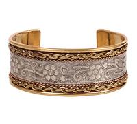 Touchstone NEW Indian Bollywood Desire Beautifully Created Floral Braided Patterns Stylish Wrist Enhancer 1 Inch Free Size Designer Jewelry Cuff Bracelet In Gold Silver Tones For Women.