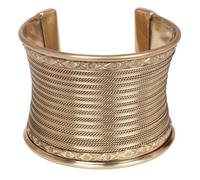 Touchstone NEW Indian Bollywood Desire Brass Base Exotic Workmanship Finely Placed Hammered Wire Stylish Wrist Enhancer 1.75 Inches Free Size Cuff Bracelet In Antique Gold Tone For Women.