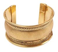 Touchstone New Indian Bollywood Desire Brass Base Finely Hammered Braided Wires Stylish Wrist Enhancer 1.40 Inches Free Size Cuff Bracelet in Antique Gold Tone for Women.
