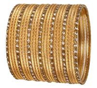 Touchstone New Indian Bollywood Fashion Handcrafted Peeled Pattern Textured Golden Dots Antique Look Attractive Fabulous Designer Jewelry Bracelets Bangle. Set of 25. for Women.