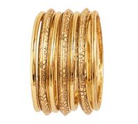 Touchstone New Indian Bollywood Finely Handcrafted Traditional Trendy Style Designer Jewelry Bangle Bracelets in Antique Gold Tone Set of 7 for Women.