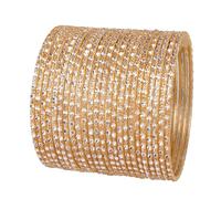 Touchstone New Indian Bollywood Fresh Fashion Handcrafted Pretty Hand Saw Peeled Rose Gold Color Exotic Designer Jewelry Bracelets Bangle. Set of 24. in Gold Tone for Women.