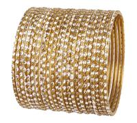 Touchstone New Indian Bollywood Fresh Fashion Handcrafted Pretty Stylish Hand Saw Peeled Antique Gold Color Superb Jewelry Bracelets Bangle. Set of 24. in Antique Tone for Women.