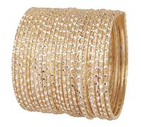 Touchstone New Indian Bollywood Fresh Fashion Handcrafted Pretty Stylish Hand Saw Peeled Light Golden Color Designer Jewelry Bracelets Bangle. Set of 24. in Gold Tone for Women.