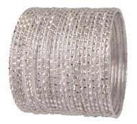 Touchstone New Indian Bollywood Fresh Fashion Handcrafted Pretty Stylish Hand Saw Peeled Silver Color Designer Jewelry Bracelets Bangle. Set of 24. in Silver Tone for Women.