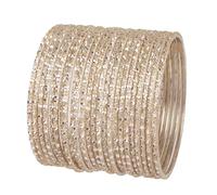 Touchstone New Indian Bollywood Fresh Fashion Handcrafted Pretty Stylish Hand Saw Peeled White Color Designer Jewelry Bracelets Bangle. Set of 24. in Two Tones for Women.
