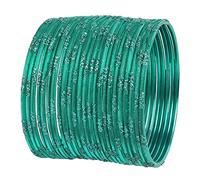 Touchstone New Indian Bollywood Fresh Fashion Trend Setter Beautifully Engraved Work Scintillating Rhinestone Teal Green Color Designer Jewelry Adorable Bracelets Bangle. Set of 24.for Women.