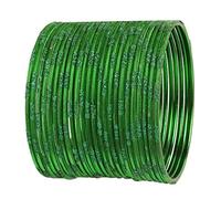 Touchstone New Indian Bollywood Fresh Fashion Trend Setter Beautifully Engraved Work Scintillating Rhinestone Strong Green Color Designer Jewelry Adorable Bracelets Bangle. Set of 24.for Women.