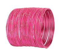 Touchstone New Indian Bollywood Fresh Fashion Trend Setter Beautifully Engraved Work Scintillating Rhinestone Magenta Designer Jewelry Adorable Bracelets Bangle. Set of 24.for Women.ee