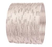 Touchstone NEW Indian Bollywood Fresh Fashion Trend Setter Engraved Work Scintillating Rhinestone Silver Color Designer Jewelry Adorable Bracelets Bangle. Set Of 24.For Women.