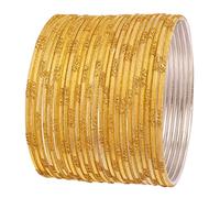 Touchstone New Indian Bollywood Fresh Fashion Trend Setter Engraved Work Scintillating Rhinestone Yellow Pastel Color Designer Jewelry Adorable Bracelets Bangle. Set of 24.for Women.