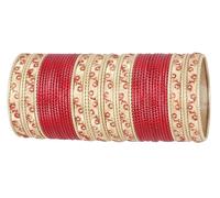 Touchstone New Indian Bollywood Golden Glittering Zigzag Cut Textured Maroon Color Designer Jewelry Bracelet Bangles. Set of 48 in Gold Tone for Women.