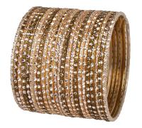 Touchstone New Indian Bollywood Handcrafted Hand Saw Peeled Golden Silver Antique Gold Tricolor Designer Jewelry Bracelets Bangle. Set of 24. in Three Tones for Women.