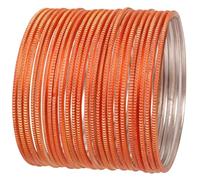 Touchstone New Indian Bollywood Handcrafted Peeled Pattern Italian Color Collection Pastel Orange Color Wrist Filler Designer Jewelry Bracelets Bangle. Set of 24. for Women.