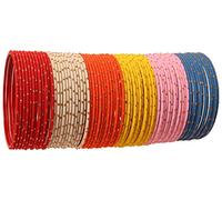 Touchstone New Indian Bollywood Traditional Perfect Fashion 6 Gorgeous Golden Shimmering Colors Wrist Designer Jewelry Bangle Bracelets for Women.