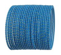Touchstone New Indian Bollywood Trending Fashion Handcrafted Beautiful Trimmed Edges Textured Turquoise Color Golden Dots Designer Jewelry Bracelets Bangle. Set of 24 for Women.