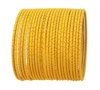 Touchstone New Indian Bollywood Trending Fashion Handcrafted Beautifully Trimmed Edges Textured Yellow Color Golden Dots Designer Jewelry Bracelets Bangle. Set of 24 for Women.