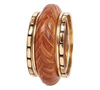 Touchstone New Indian Masterly Hand Peeled Natural Wood Crafted Brass Fine Workmanship Designer Jewelry Style Statement Bracelets Bangle Set for Women.