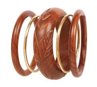 Touchstone New Indian Masterly Handcrafted Beautiful Petals Motif Natural Wood Crafted Fine Workmanship Designer Jewelry Style Statement Bracelets Bangle Set for Women.