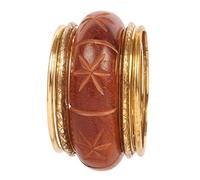 Touchstone New Indian Masterly Handcrafted Engraved Work Natural Crafted Wood Pretty Floral Motif Fine Workmanship Designer Jewelry Style Statement Bracelets Bangle Set for Women.