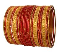 Touchstone NEW Italian Color Collection Indian Bollywood Handcrafted Peeled Paisley Textured Orange Golden Designer Jewelry Chura Bangle Bracelets In Gold Tone For Women