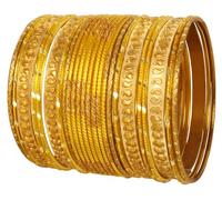 Touchstone NEW Italian Color Collection Indian Bollywood Handcrafted Peeled Paisley Textured Yellow Golden Designer Jewelry Chura Bangle Bracelets In Gold Tone For Women