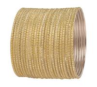 Touchstone New Pastel Color Bangle Collection, Indian Bollywood Hand Drilled Silver Tinge Light Yellow Color Designer Jewelry Bracelets Bangle. Set of 24. for Women.